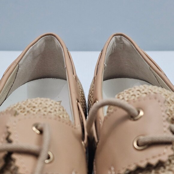 Dolce Vita Darsen Woven Loafer Womens 8 Tan Raffia Lace Up Boat Shoe Casual NEW - Picture 8 of 15